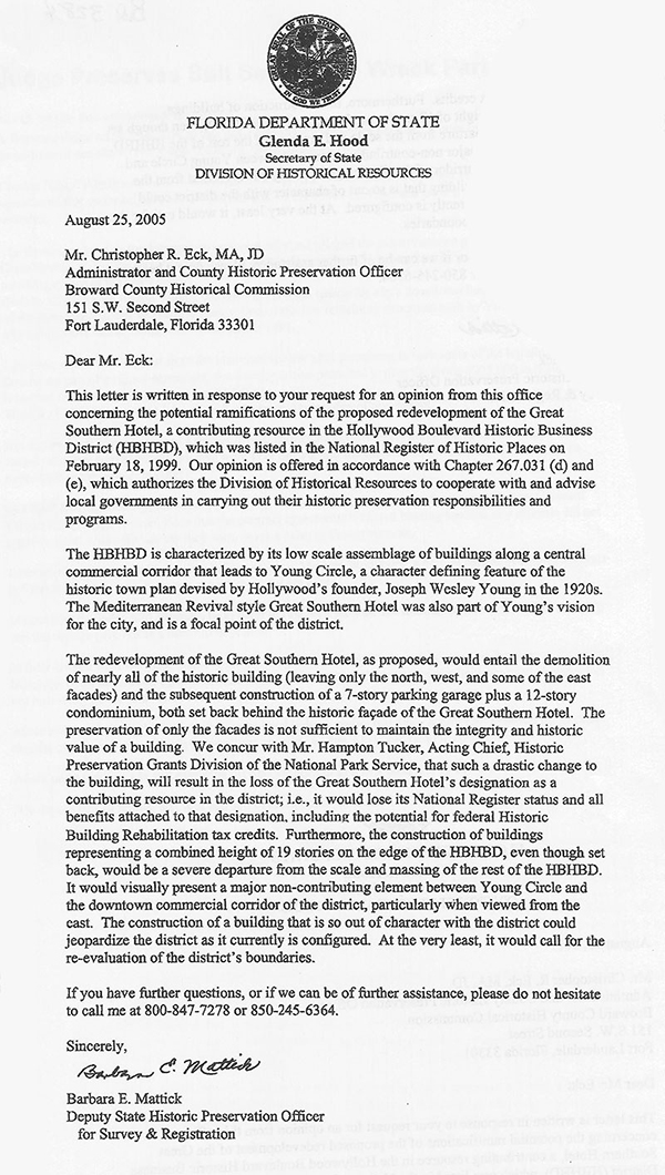 Fl state dept letter